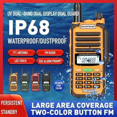 2024 New Arrival Baofeng UV-98 Pro 10W Output Power IP67 Waterproof Dual Band Two Way Radio Walkie Talkie